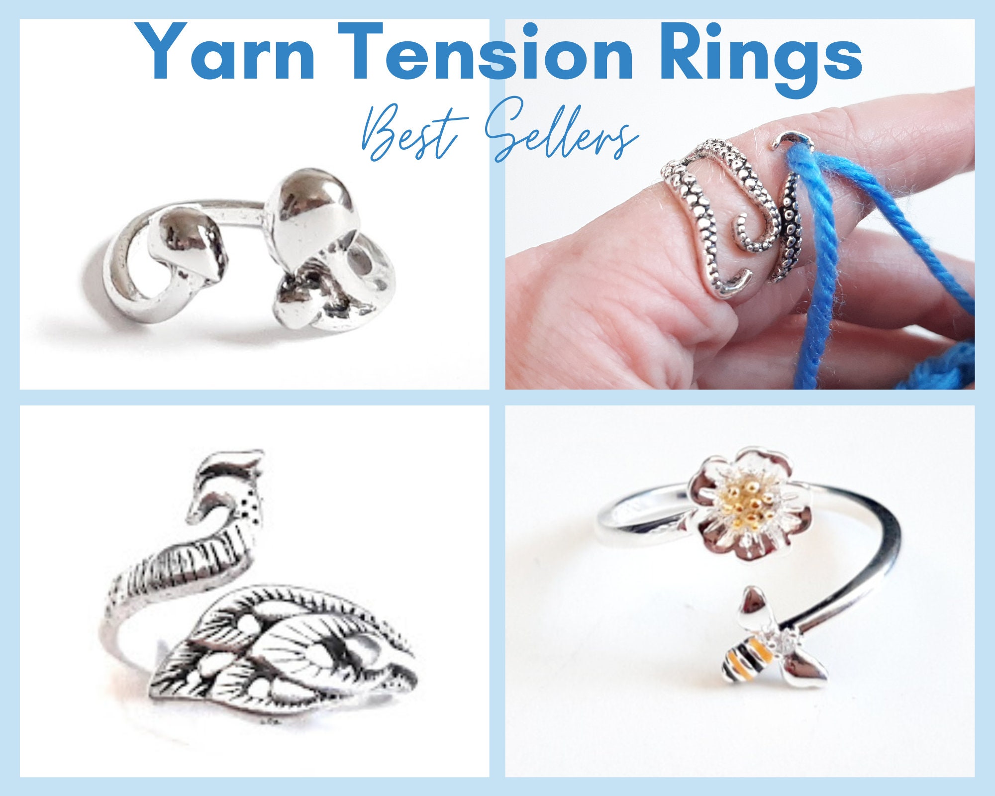 Sterling Silver Yarn Tension Ring Moon & Star Adjustable Size -  in  2023