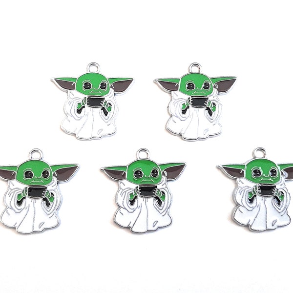 Bulk 1, 5, 10 PC Charms Baby Yoda, The Child, Grogu from Mandalorian Enamel Pendant Charms for Jewelry Making