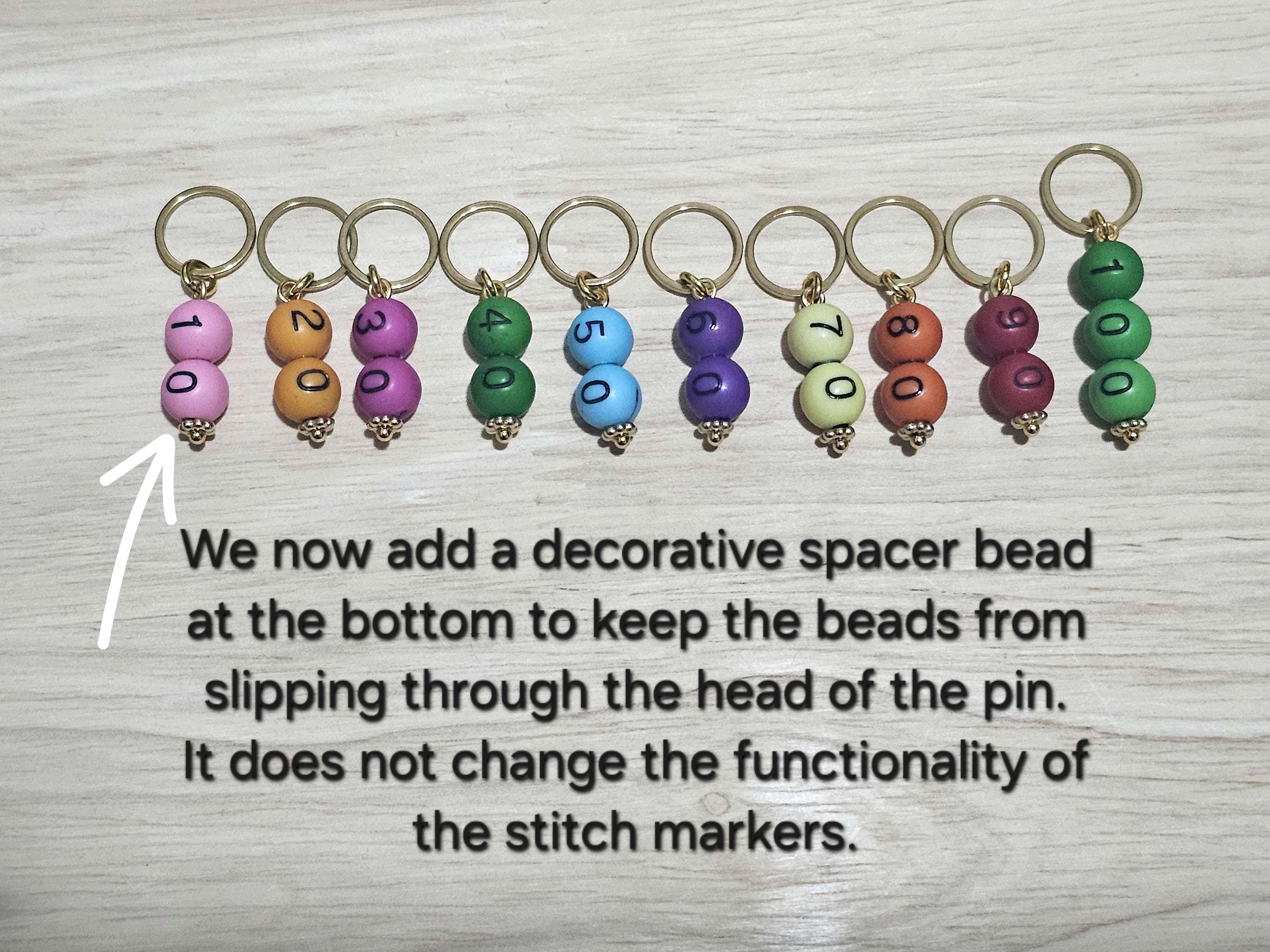 10pc Number Counting Stitch Markers Intervals of 10 for Crochet and ...