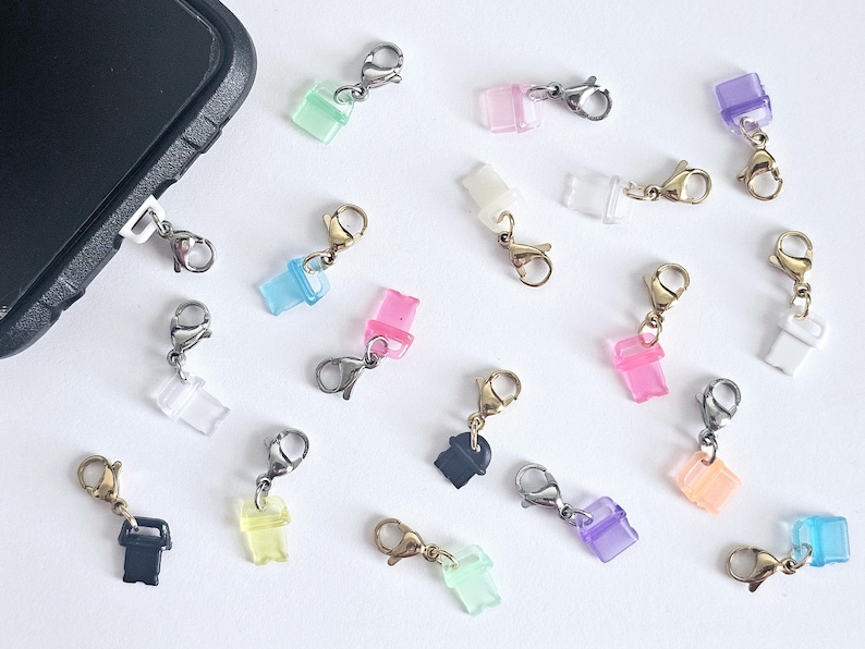 May include: Assortment of colorful charms with various shapes and designs. The charms are attached to silver and gold clasps. The charms are perfect for adding a personal touch to bags, keychains, and other accessories.