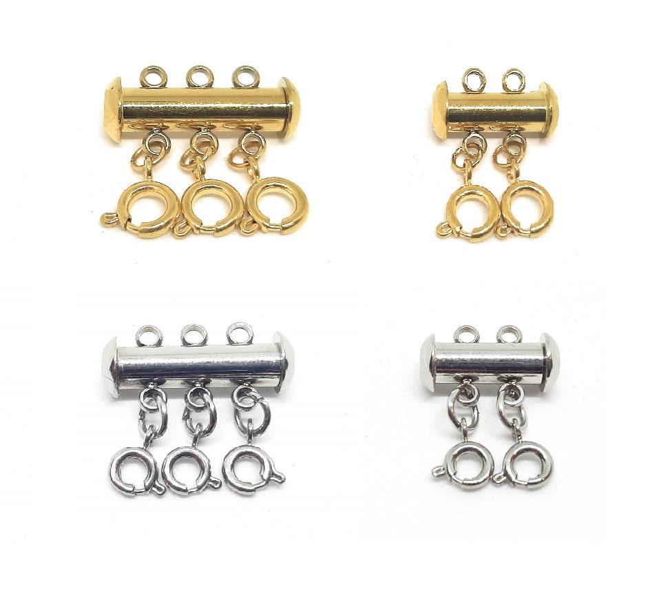 2 Sets Necklace Layering Clasps Gold and Silver Multi Strand Clasps,Layered  Necklace Spacer Clasp, Necklace Connectors for Multiple Necklaces