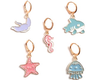Stitch Markers 5pc Aquatic Marine Starfish Shark Seahorse Charms for Crochet & Knitting Progress Keepers Yarn Gifts Accessories Notions