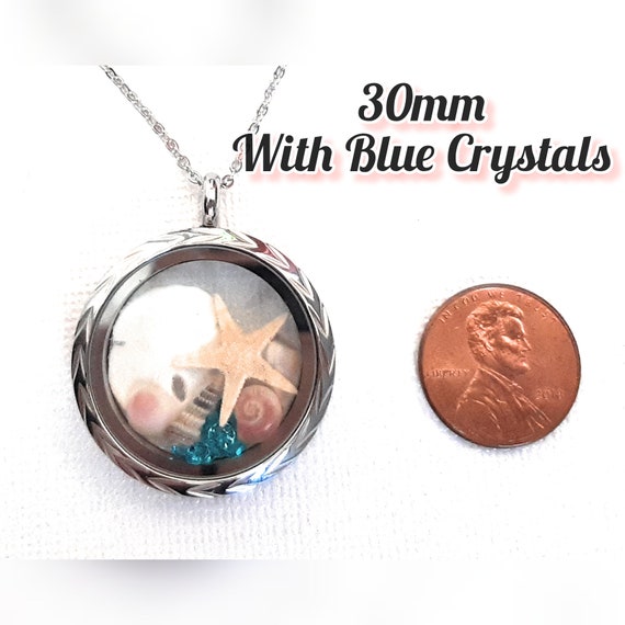 Beach Memories Floating Charm Locket Etched Bezel REAL Mini 