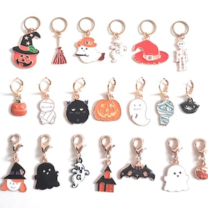 20 Spooky Halloween Holiday Ghost Witch Pumpkin Knitting Crochet Stitch Markers Progress Keepers Stitch Counter Place Marker