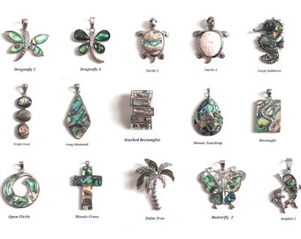 Abalone Paua Shell Pendant Stainless Steel Chain Necklace Turtle Butterfly Dolphin Charm Blue Green Shell 24 Styles