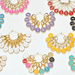 10pc Number Counting Stitch Markers for Crochet and Knitting | Detachable Place Marker | Yarn Gifts Accessories | Fun Color Progress Keepers