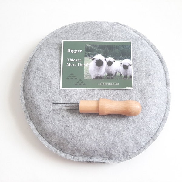 Felting Mat and Needle Tool 9.75 inch Round Felting Pillow for Wool Felting Projects Felting Pad and Needle Poker