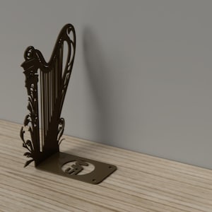 Graceful Harp Metal Bookend - 2 Bookend set