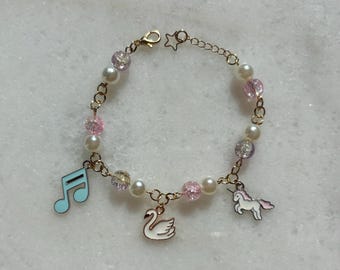 odette | Swan Lake inspired 2000s movie Charm Bracelet – Y2K Beaded unicorn fairy Jewelry
