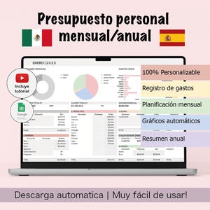 Excel para presupuesto anual personal, seguimiento de presupuesto mensual planificador financiero, ahorro y seguimiento de deudas