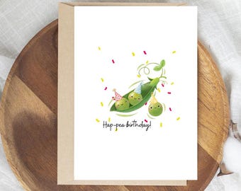 Tarjeta de cumpleaños con guisantes, tarjeta de cumpleaños con un juego de palabras, tarjeta de cumpleaños con un juego de palabras lindo, tarjeta de cumpleaños de broma, tarjeta de cumpleaños divertida para él, Guisantes en una vaina