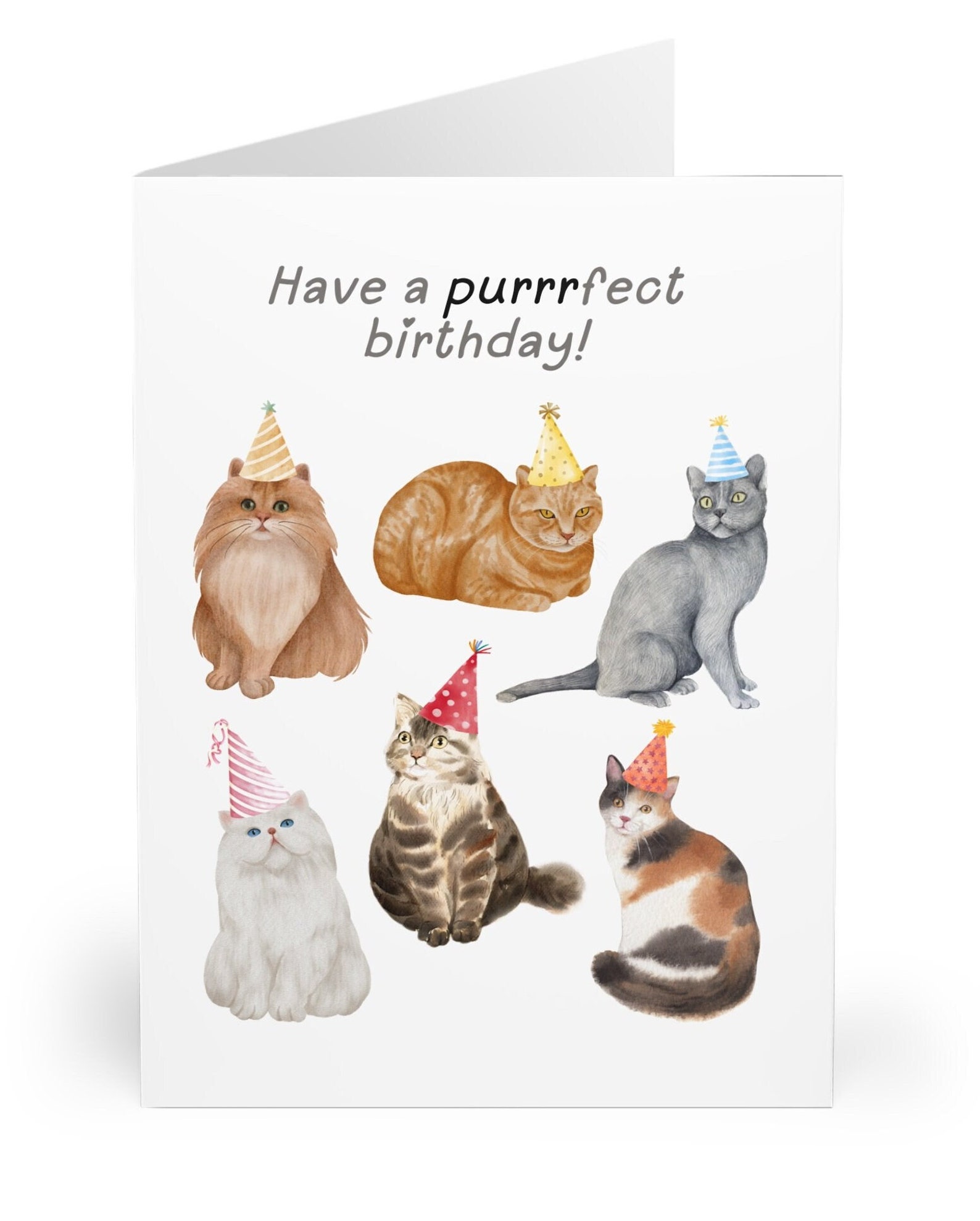 Cat Pun Birthday Card, Cats With Birthday Hats, Cute Cat Gang Card - Etsy