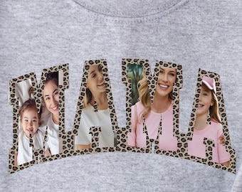 Sudadera con foto personalizada para mamá: Camiseta universitaria personalizada
