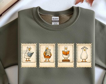 Sudadera Silly Goose Book Lover para bibliotecarios y educadores, cuello redondo de otoño