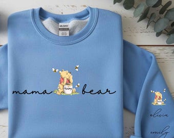 Sudadera personalizada de Mamá Osa con nombres de niños en la manga
