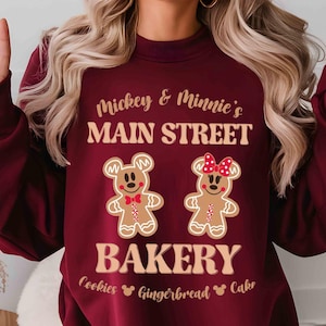 Disney Gingerbread Sweatshirt, Mickey and Minnie Main Street Bakery Shirt, Christmas Cookies Tee, Holiday Disney Gift Top