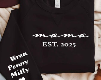 Sudadera personalizada para mamá, mangas personalizadas con nombre para niños