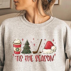 Tis The Season Hockey Shirt, Winter Hockey Sweatshirt, Christmas Sports Shirt, Hockey Team Tee, Christmas Hockey Sweater, Xmas Hockey Shirt