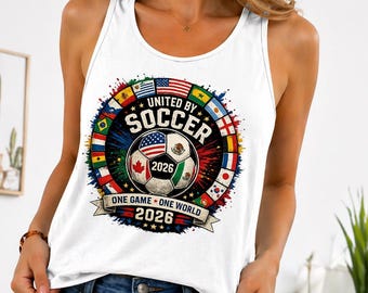 Camiseta sin mangas de fútbol 2026 / Camiseta para aficionados al fútbol / Regalo para el día del partido