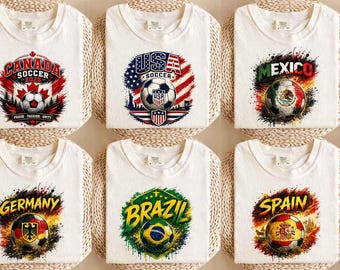 Camiseta personalizada con la bandera del país / Camiseta para aficionados al fútbol 2026 / Regalo para torneos de fútbol