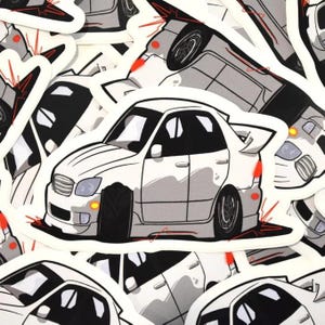 Lunatics White Lexus IS300 Drift 4-Inch Sticker