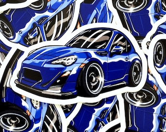 Lunatics Rally Blue FRS / BRZ / GT86 Stance Car 4-Inch Vinyl Sticker