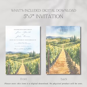 Vineyard Wedding Invitation Suite, Watercolor Wine Country Canva ...