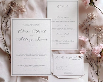 Minimalist Wedding Invitation Suite, Elegant Canva Template with RSVP (Digital Download)