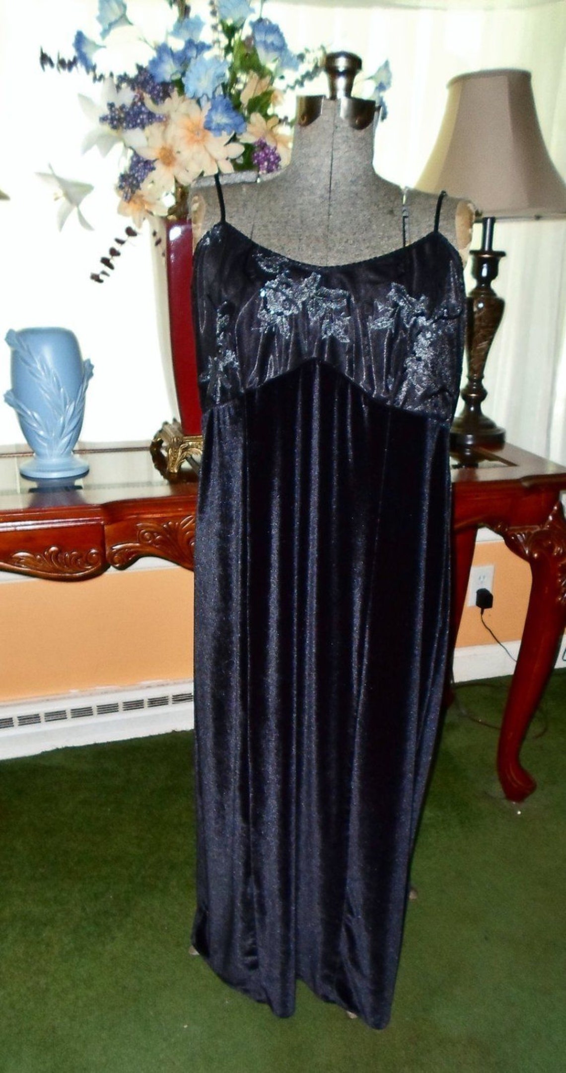 Lane Bryant Nightgown Dress Sz 14-16 silver embroidery Vintage | Etsy