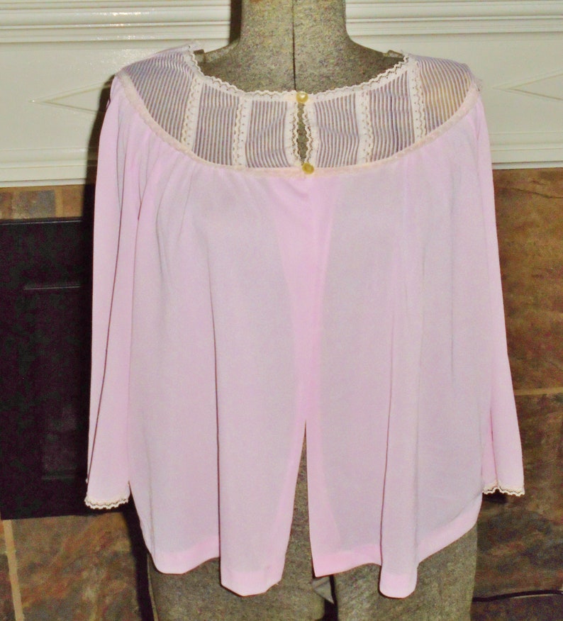Vintage Nylon Bedjacket Pink Medium 1950 Vintage Lingerie