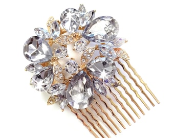 Comb - Gold Wreath Hair Comb - Vintage Style Hair Piece - Bridal Comb - Wedding Hair Comb - Rhinestone Brooch - Wedding Hairpiece