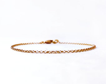 Bracelet - Tiny Chain Bracelet - 14k Gold, Rose Gold, Sterling Silver - 1.4mm Rolo Chain - Minimalist Bracelet - Simple Chain Bracelet