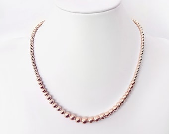 Necklace - Rose Gold Fill Bead Necklace - 8mm to 4mm Rounds - Everyday Wear - 14k Rose Gold Ball Necklace - Graduated Beads - Minimalist