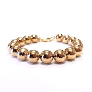 Bracelet 10mm 14k Gold Filled Bead Bracelet Everyday Wear Gold Ball Bracelet Classic Gold Bracelet Yellow Gold Beaded image 1