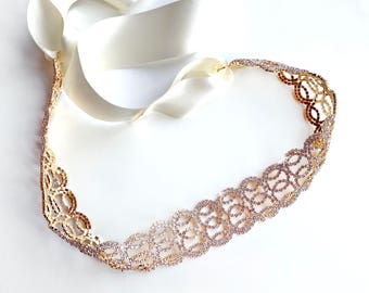 Sash - Intertwined Circles Gold Rhinestone Wedding Dress Sash - Gold Rhinestone Encrusted Bridal Belt Sash - Crystal Extra Long Wedding Belt