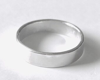 Ring - Thick Sterling Silver Ring Band - Hammered or Smooth Finish - Unisex Wedding Band - Letter Stamped - Promise Ring -Men's Wedding Ring
