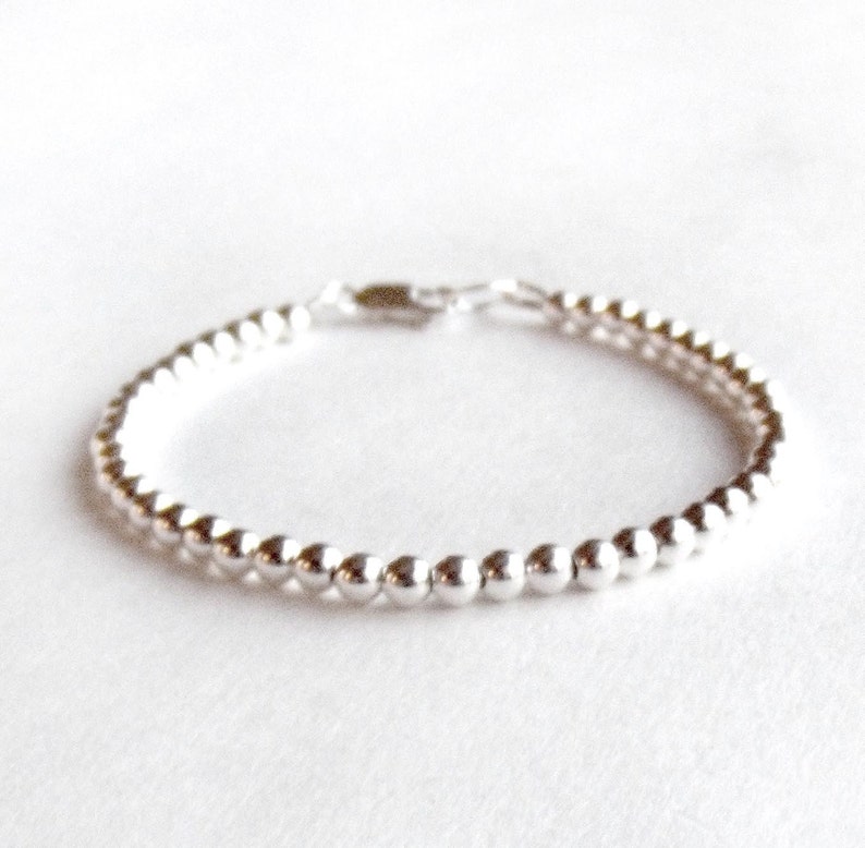 Bracelet 4mm Sterling Silver Bead Bracelet Everyday Wear Sterling Ball Bracelet Simple Sterling Bracelet Stacker Bracelet image 5