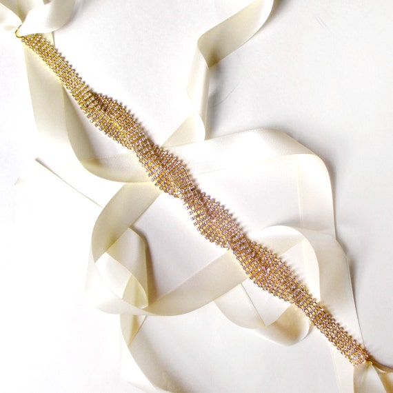 Sash - Wide Twisted Rhinestone Bridal Belt Sash or Headband  display picture 1