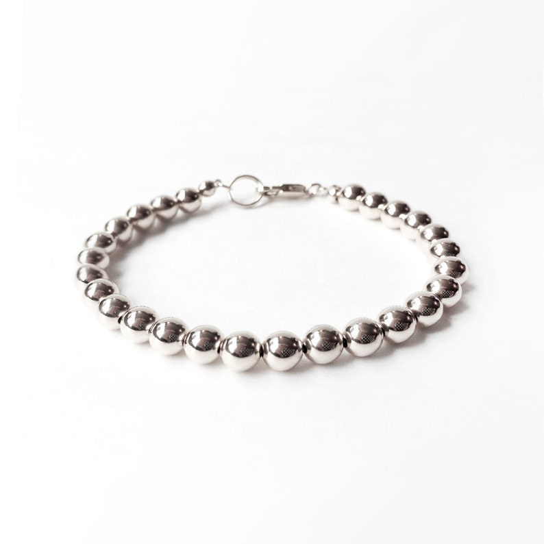Bracelet 6mm Sterling Silver Bead Bracelet Everyday Wear Etsy