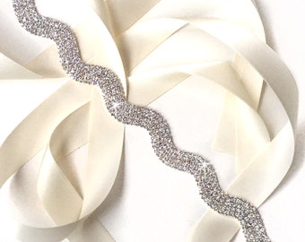 Sash - Ravishing Silver and Rhinestone Wedding Dress Sash - Rhinestone Encrusted Bridal Belt Sash - Crystal Extra Wide Wedding Belt - Long
