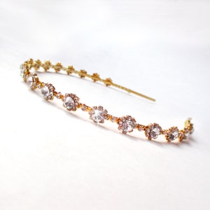 Gold Bridal Headband with Clear Crystals - Gold Metal Band - Crystal Hairpiece -  Wedding Headband