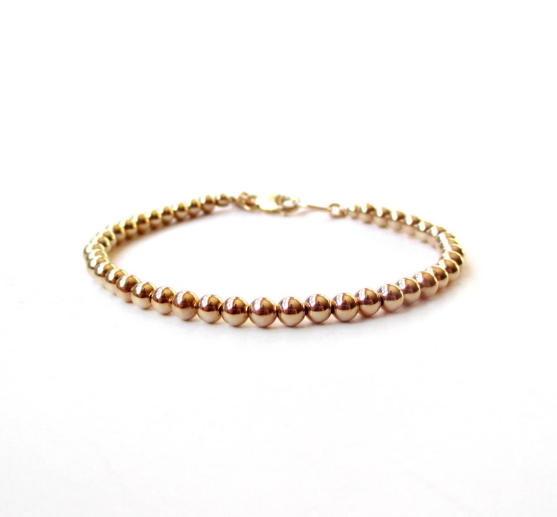 Bracelet 4mm 14K Gold Filled Bead Bracelet Everyday Wear Etsy