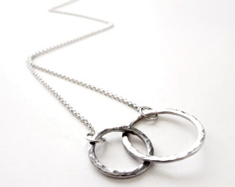 Intertwined Cirles - Sterling Silver Circle Necklace - Mother Child - Gift - Family - Push Present - New Baby - Family Pendant