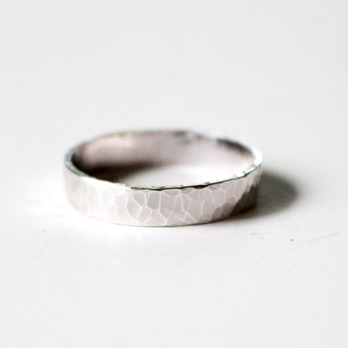 Ring - Thick Sterling Silver Ring Band - Hammered or Smooth Finish - Unisex Wedding Band - Letter Stamped - Promise Ring -Men's Wedding Ring