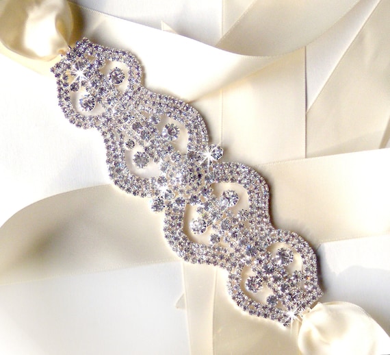 Bling Silver Crystal Bridal Sash with Sheer Ribbon Silver Crystal Bridal Belt – Wedding Dress Sash Accessory  main image 3