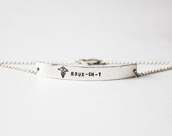 Bracelet - Sterling Silver or Gold Medical Alert ID - Stamped Bracelet Cuff - Custom Stamping Date Name Word Affirmation - Diabetic Diabetes