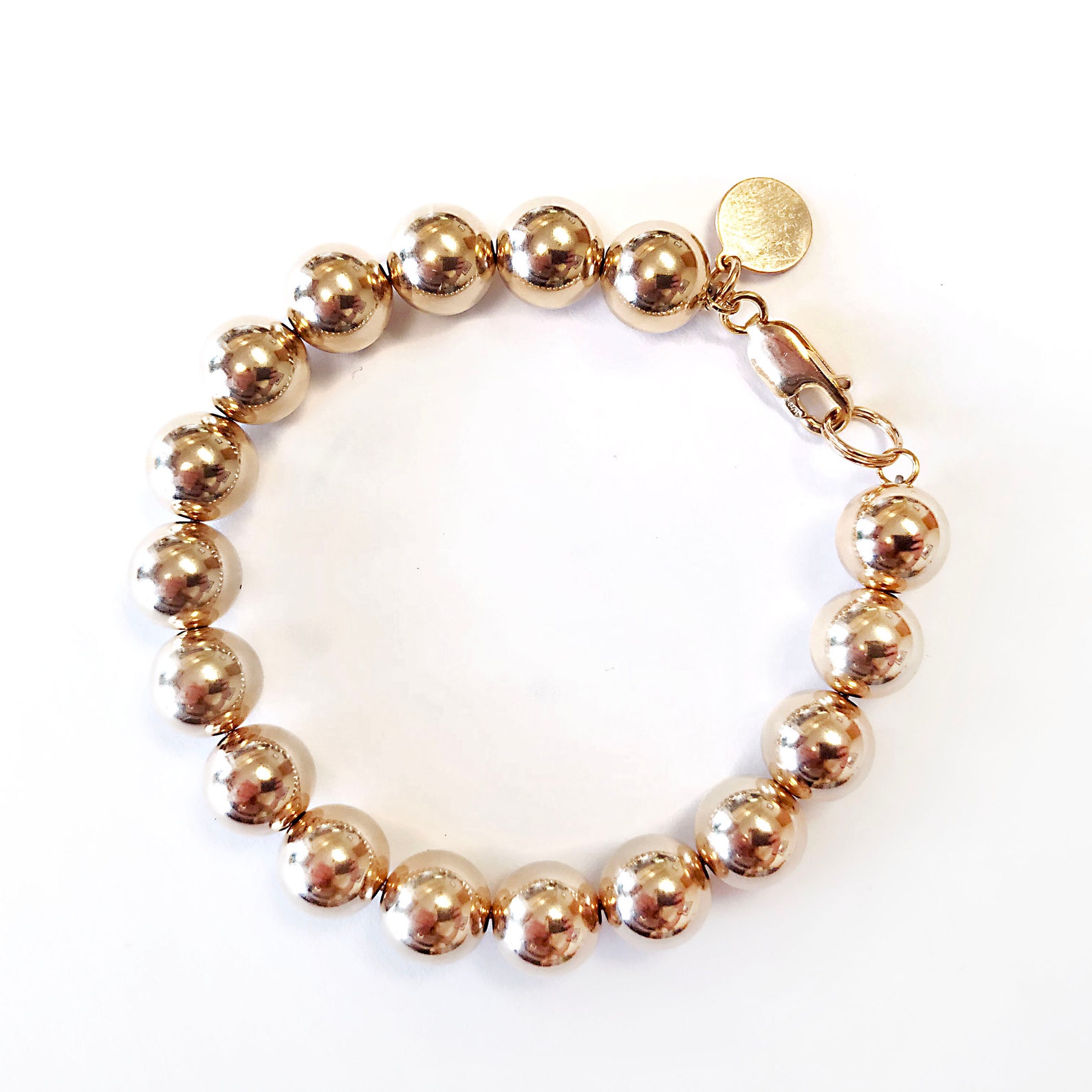 Bracelet 10mm 14k Gold Filled Bead Bracelet Everyday Wear Etsy