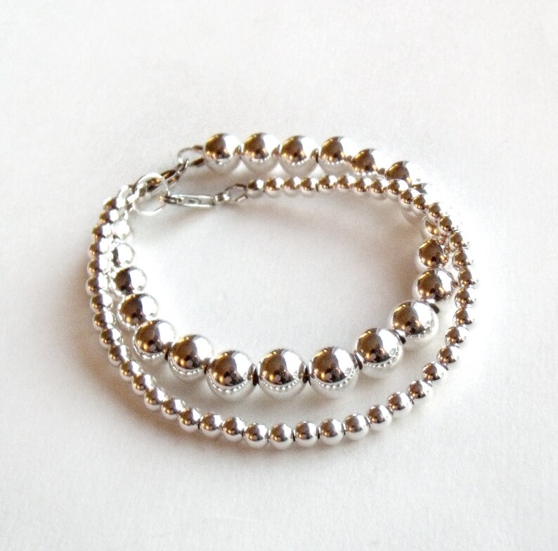 Bracelet 4mm Sterling Silver Bead Bracelet Everyday Wear Etsy