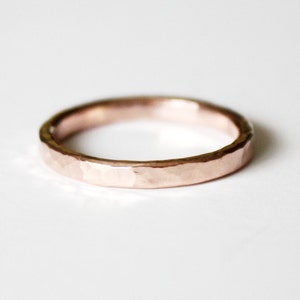 Ring Wide 14K Rose Gold Filled Ring Hammered Pink Gold Band Stacker Ring Unisex Men's Women's Wedding Band Promise Ring image 5