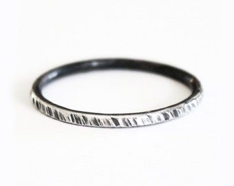Ring - Thin Textured Sterling Silver Ring - Hammered - Unisex Wedding Band - Bark Ring - Nature - Branch - Promise Ring - Men's Wedding Ring